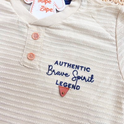 Conj. Camiseta Auhtentic Brave e Bermuda - Areia e Azul Jeans